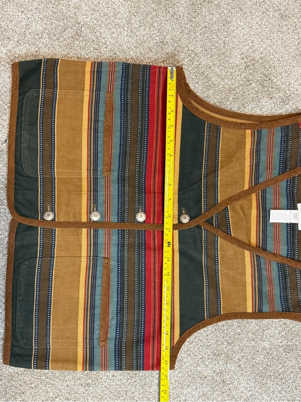 Jones New York Sport Southwestern Stripe Vest | Vintage 90s Cottagecore Boho - Picture 9 of 9